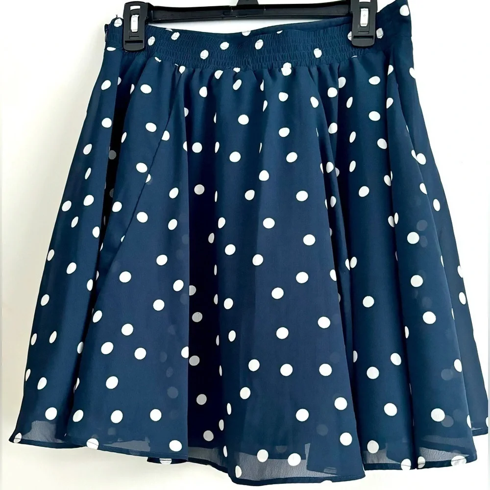 NWOT Maison Jules Polka Dot Flouncy Skirt - Size Large